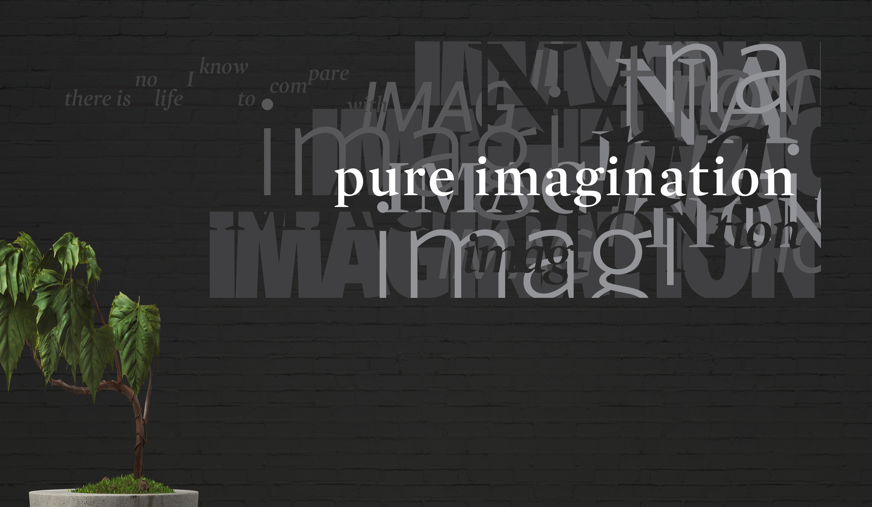 Mockup of wall mural of lyrics from Pure Imagination