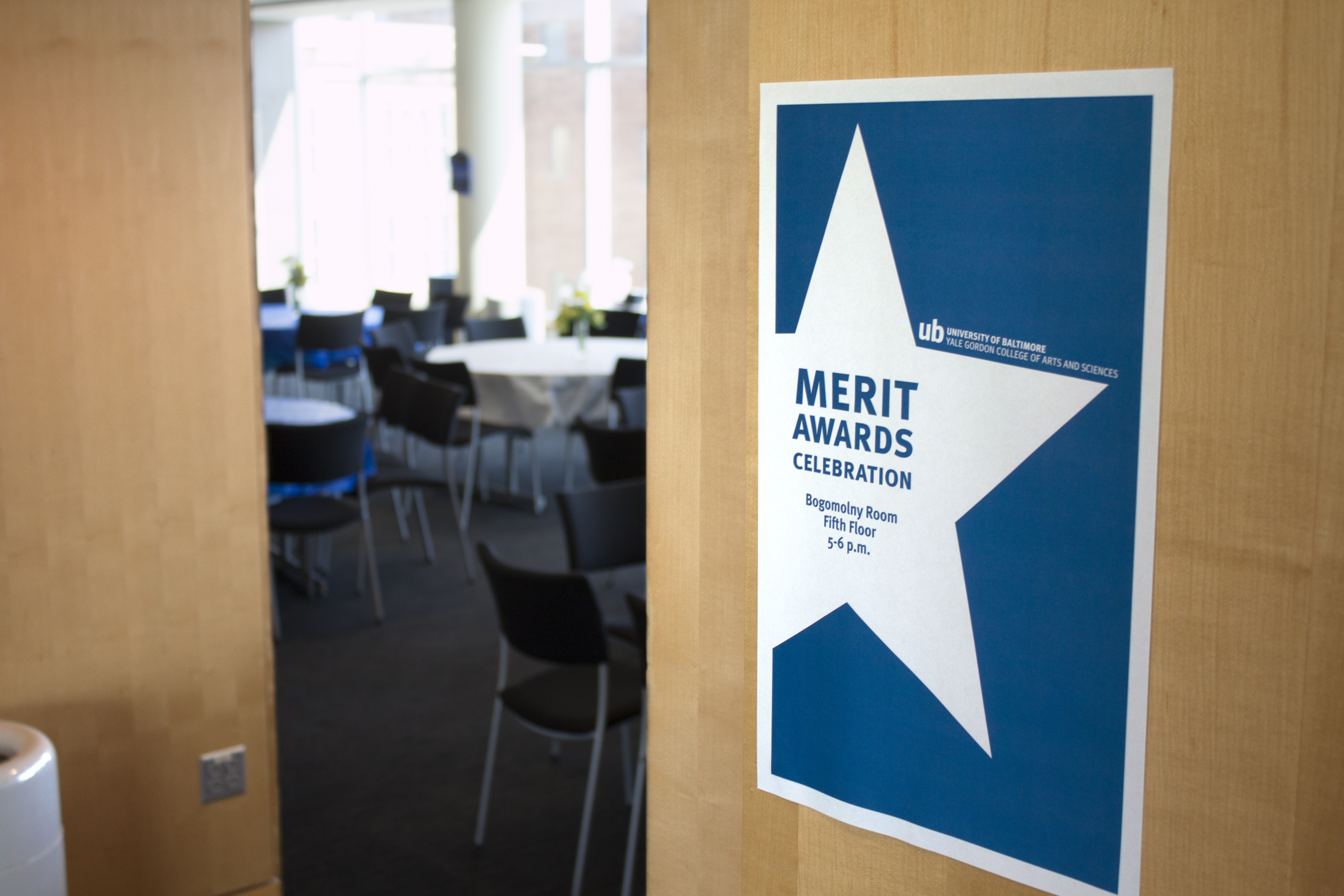 photo of Merit Awards ceremony door sign