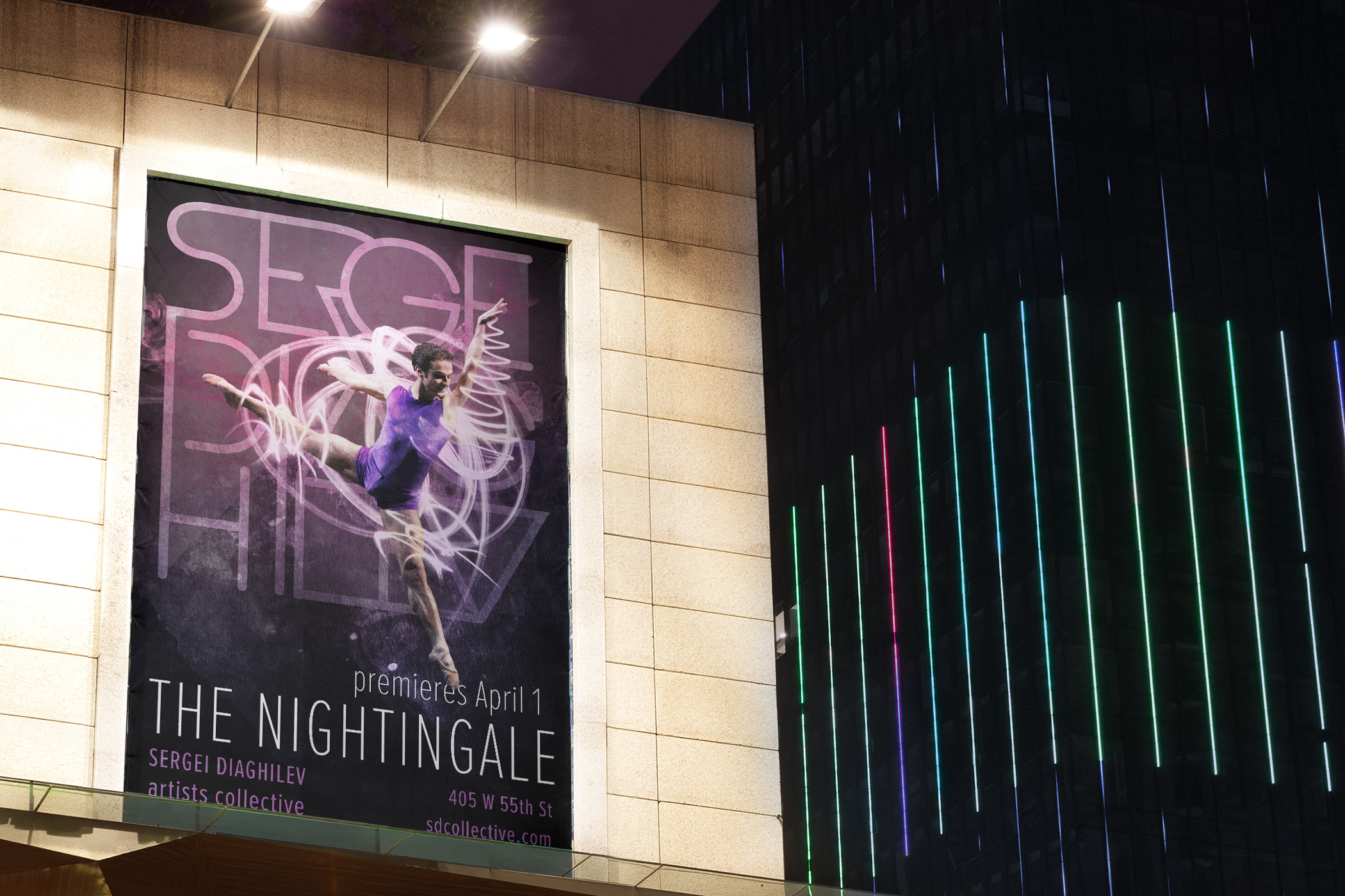 Mockup of a billboard with a poster for a dance performance